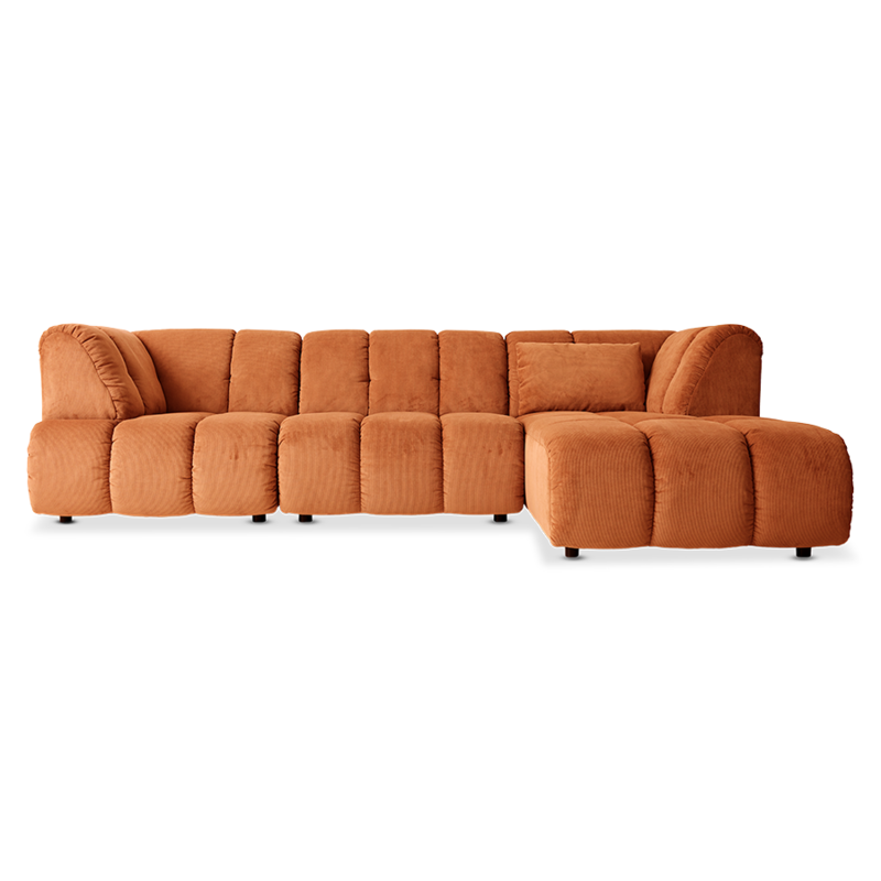 HKLIVING-collectie Wave couch: element left high arm corduroy rib dusty orange