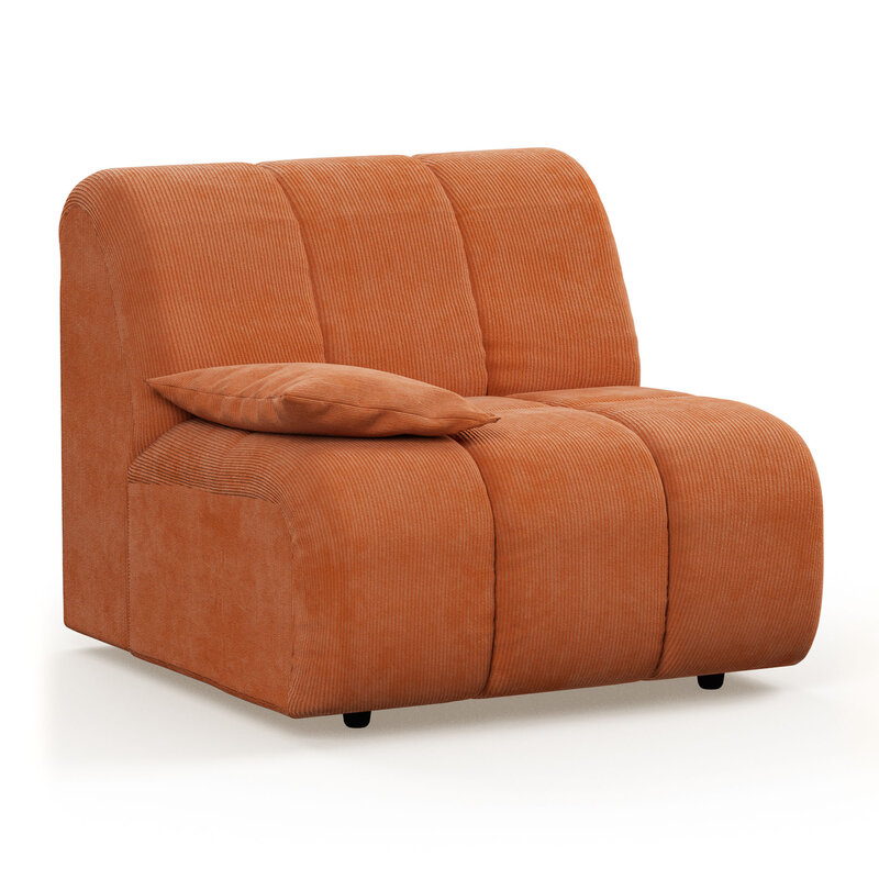 HKLIVING-collectie Wave bank: element links lage arm corduroy rib dusty orange