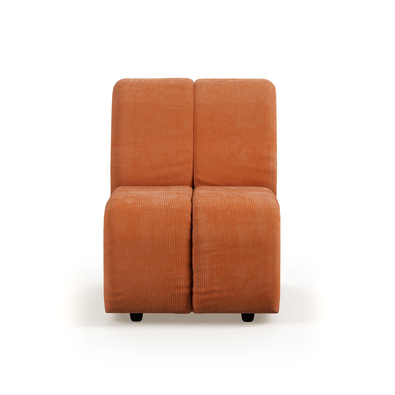 HKLIVING-collectie Wave bank: element midden klein corduroy rib dusty orange