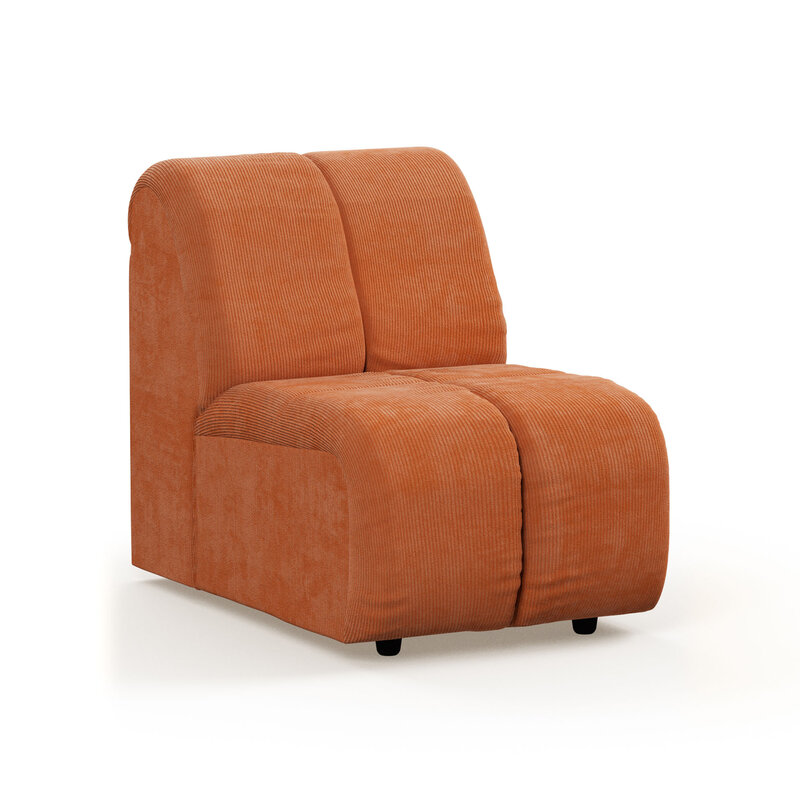 HKLIVING-collectie Wave bank: element midden klein corduroy rib dusty orange