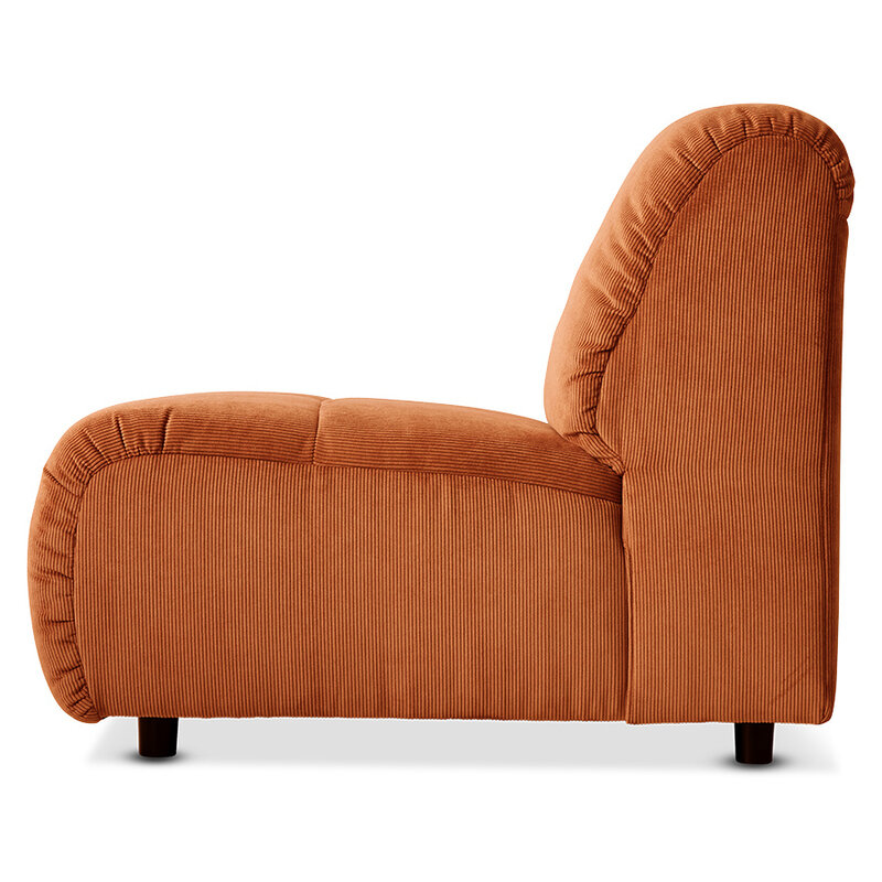 HKLIVING-collectie Wave bank: element midden klein corduroy rib dusty orange
