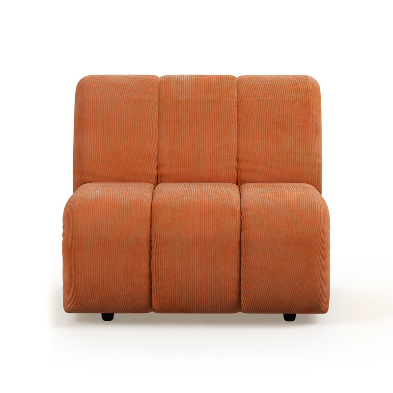 HKLIVING-collectie Wave bank: element midden corduroy rib dusty orange