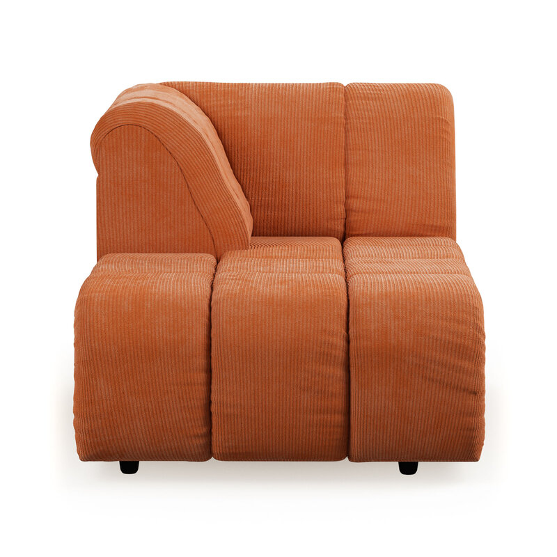 HKLIVING-collectie Wave bank: element links divan corduroy rib dusty orange