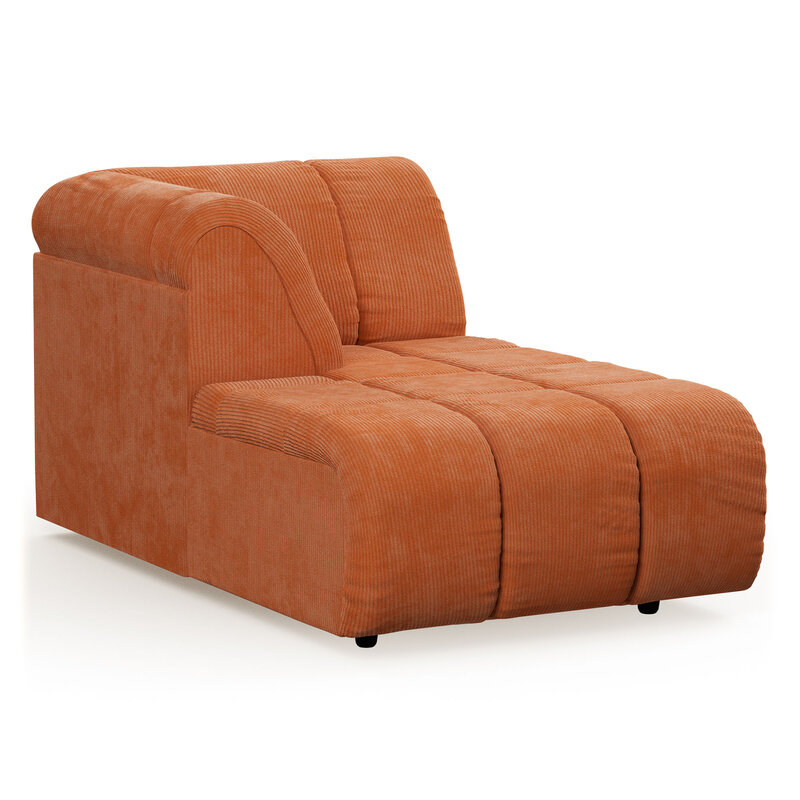 HKLIVING-collectie Wave bank: element links divan corduroy rib dusty orange