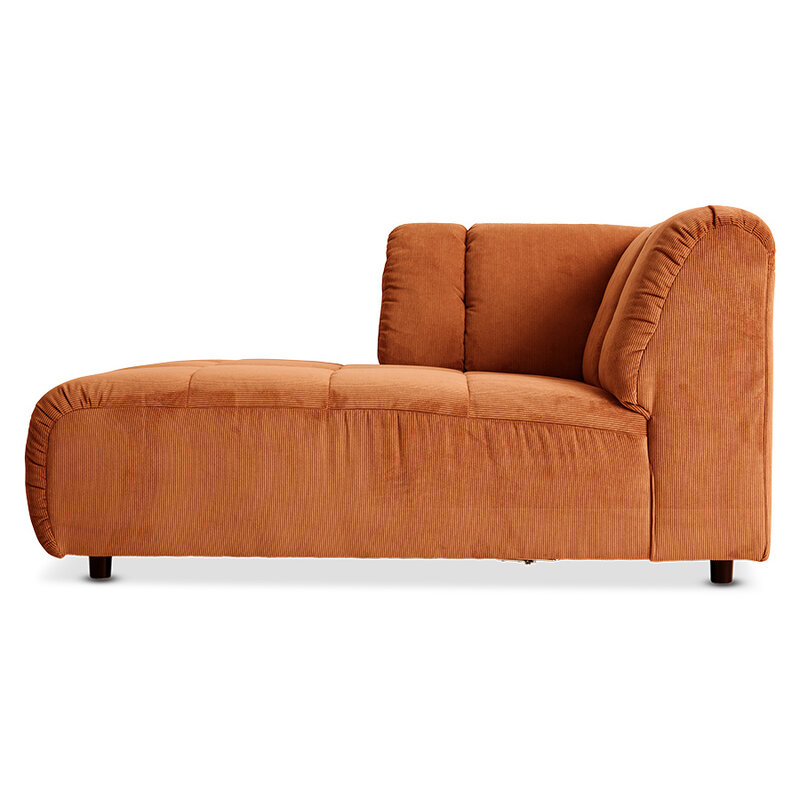 HKLIVING-collectie Wave bank: element links divan corduroy rib dusty orange