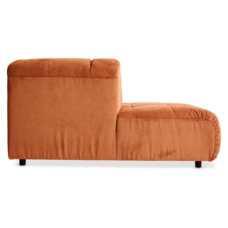 HKLIVING-collectie Wave bank: element links divan corduroy rib dusty orange