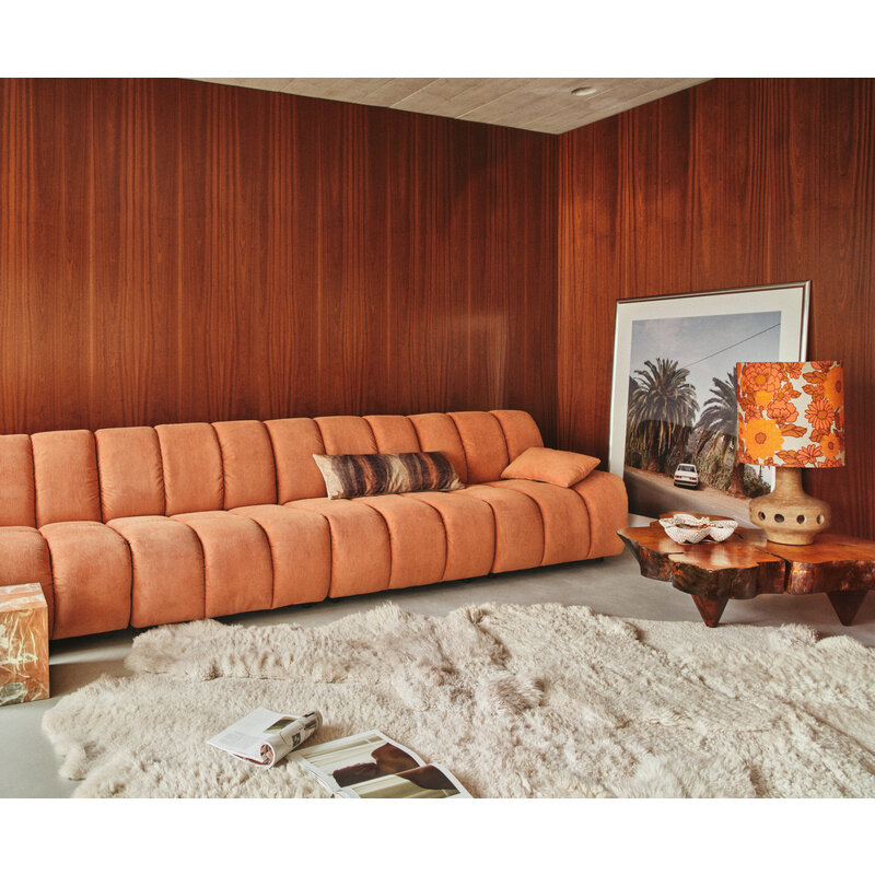 HKLIVING-collectie Wave bank: element links divan corduroy rib dusty orange