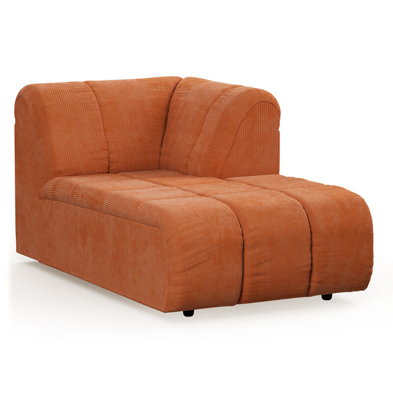 HKLIVING-collectie Wave couch: element right divan corduroy rib dusty orange