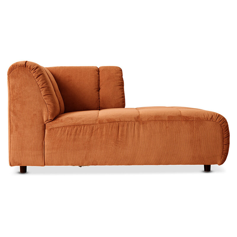 HKLIVING-collectie Wave couch: element right divan corduroy rib dusty orange