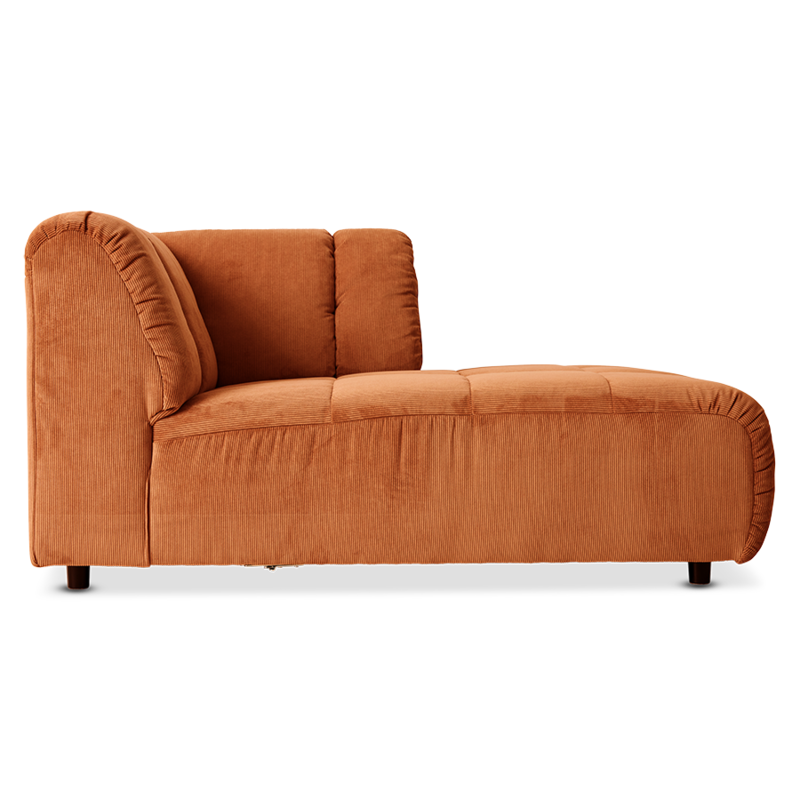 HKLIVING-collectie Wave couch: element right divan corduroy rib dusty orange