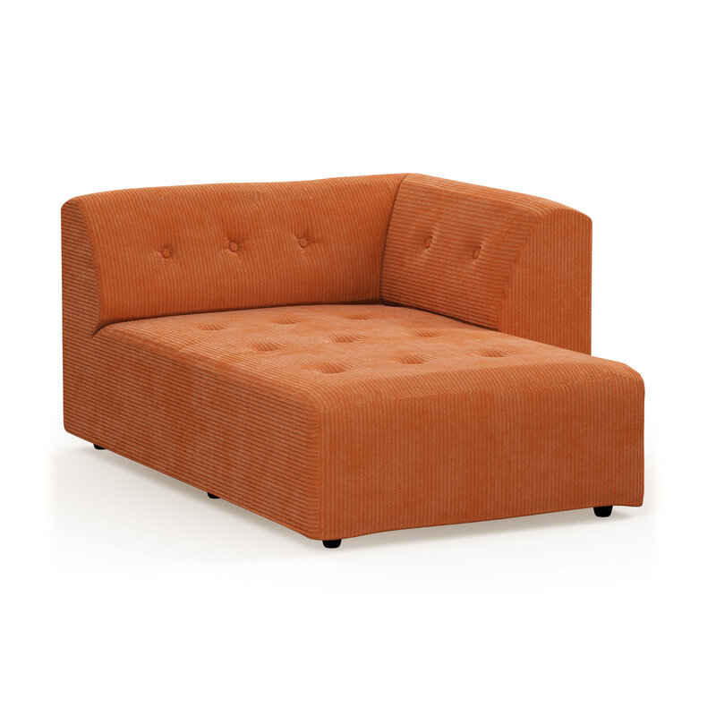 HKliving-collectie vint bank: element rechter divan corduroy rib dusty orange