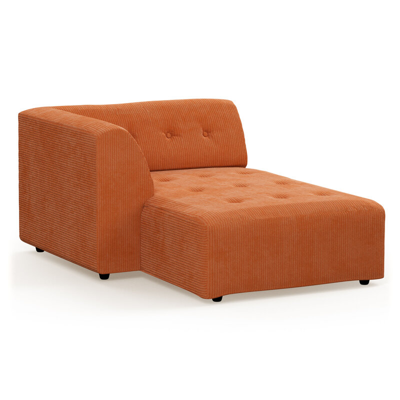 HKliving-collectie vint bank: element linker divan corduroy rib dusty orange