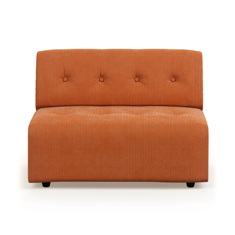 HKliving-collectie vint bank: element midden 1,5-seat corduroy rib dusty orange