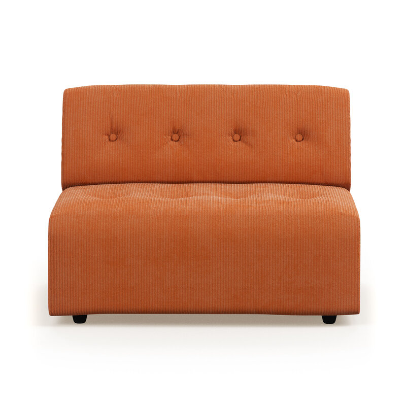 HKLIVING-collectie vint couch: element middle 15-seat corduroy rib dusty orange