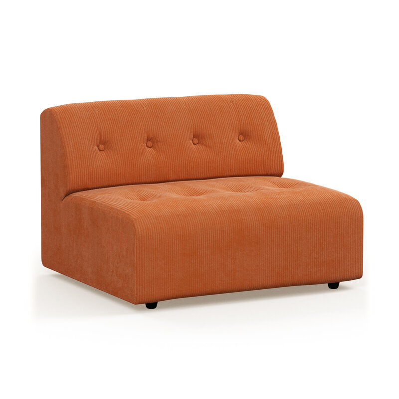 HKliving-collectie vint bank: element midden 1,5-seat corduroy rib dusty orange