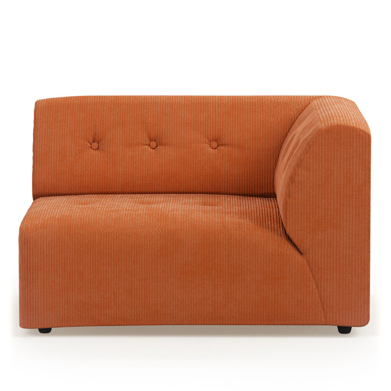 HKLIVING-collectie vint bank: element rechter 1,5-seat corduroy rib dusty orange