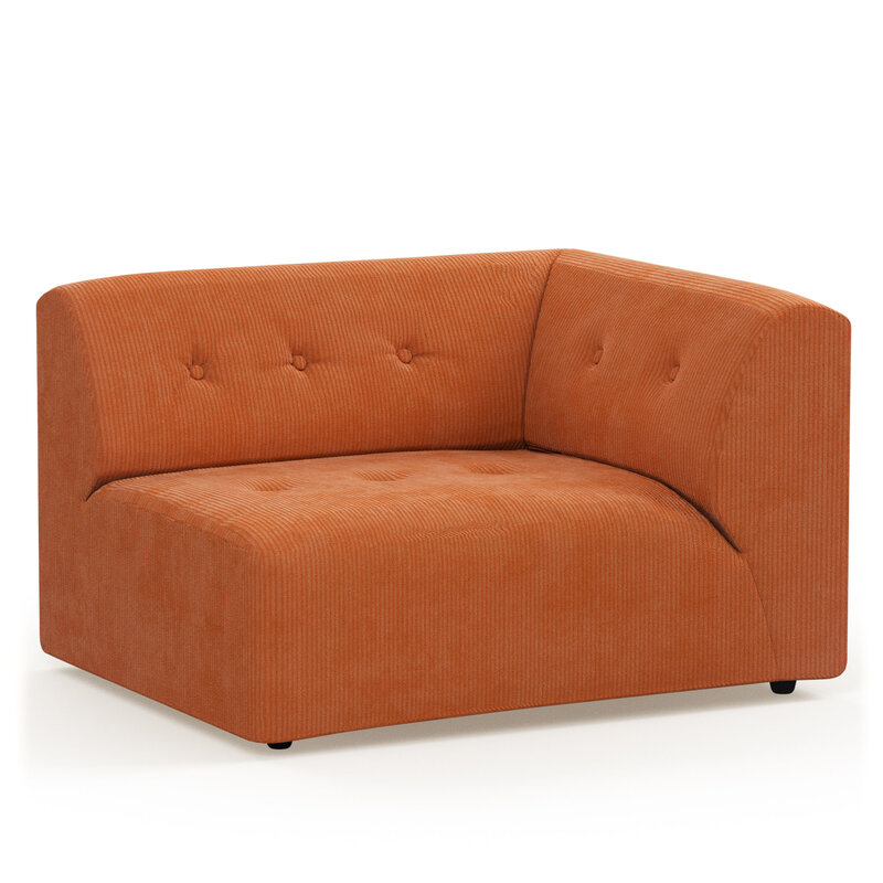 HKliving-collectie vint bank: element rechter 1,5-seat corduroy rib dusty orange