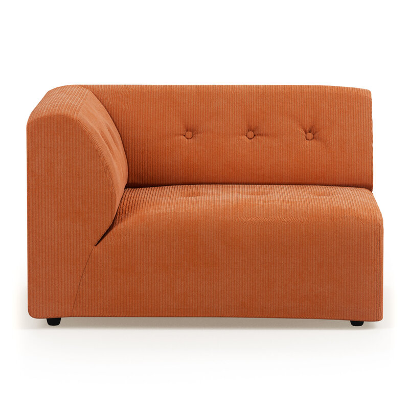 HKLIVING-collectie vint couch: element left 15-seat corduroy rib dusty orange