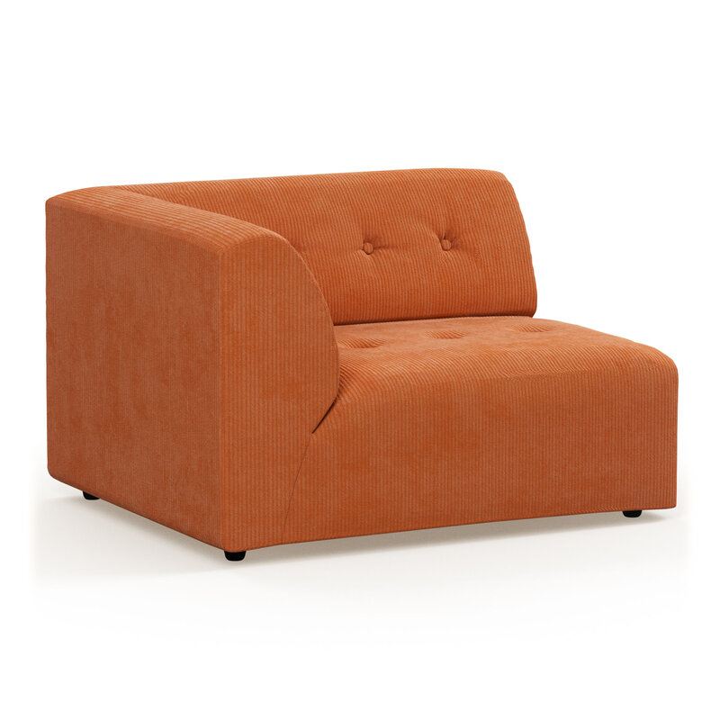 HKLIVING-collectie vint couch: element left 15-seat corduroy rib dusty orange