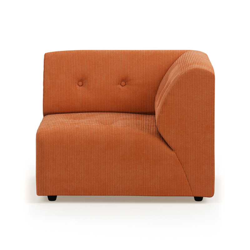 HKLIVING-collectie vint bank: element rechts corduroy rib dusty orange