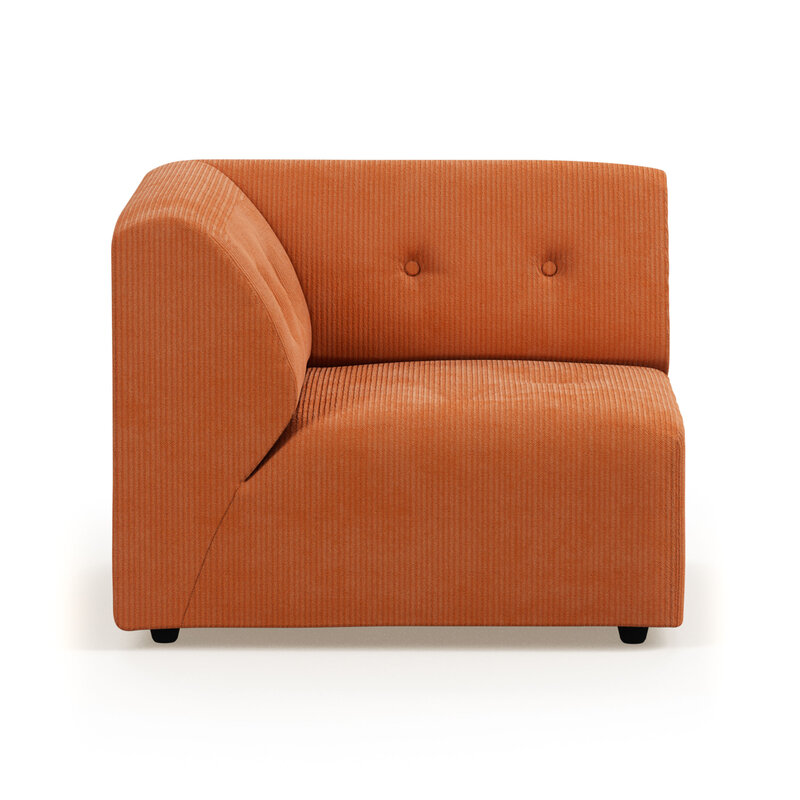 HKLIVING-collectie vint bank: element links corduroy rib dusty orange