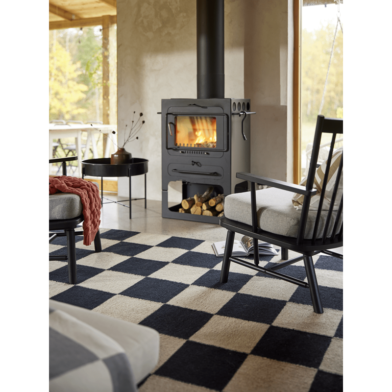 Classic Collection Loper Squares Zwart/Naturel  80x200 cm