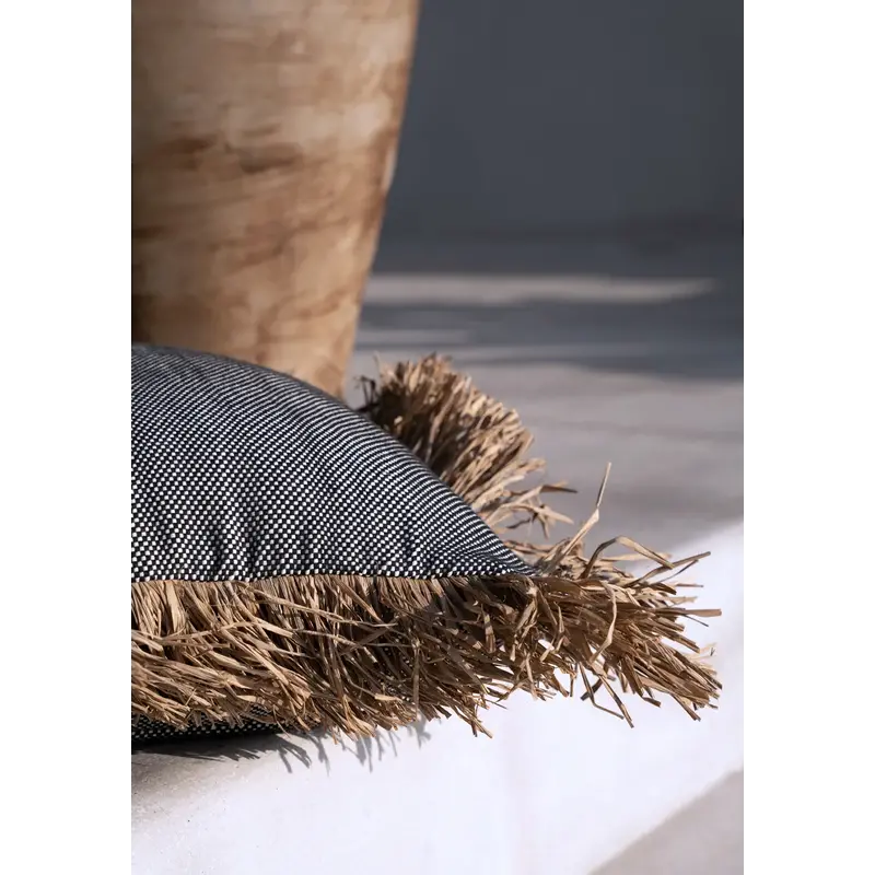 Bazar Bizar-collectie Cotton Bonita Kussenhoes - Zwart Naturel - 60x60