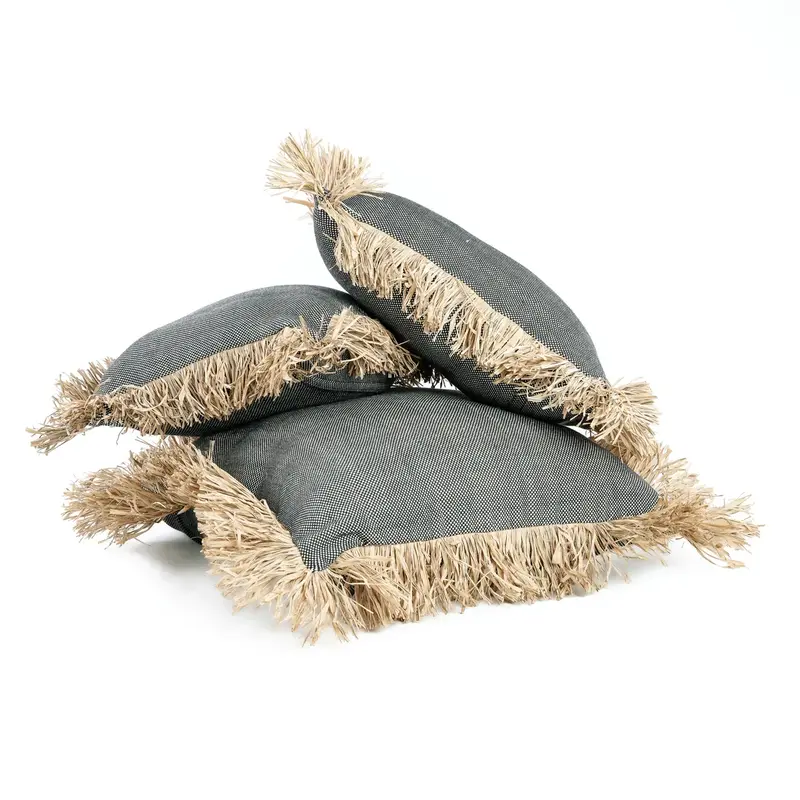 Bazar Bizar-collectie Cotton Bonita Kussenhoes - Zwart Naturel - 40x40