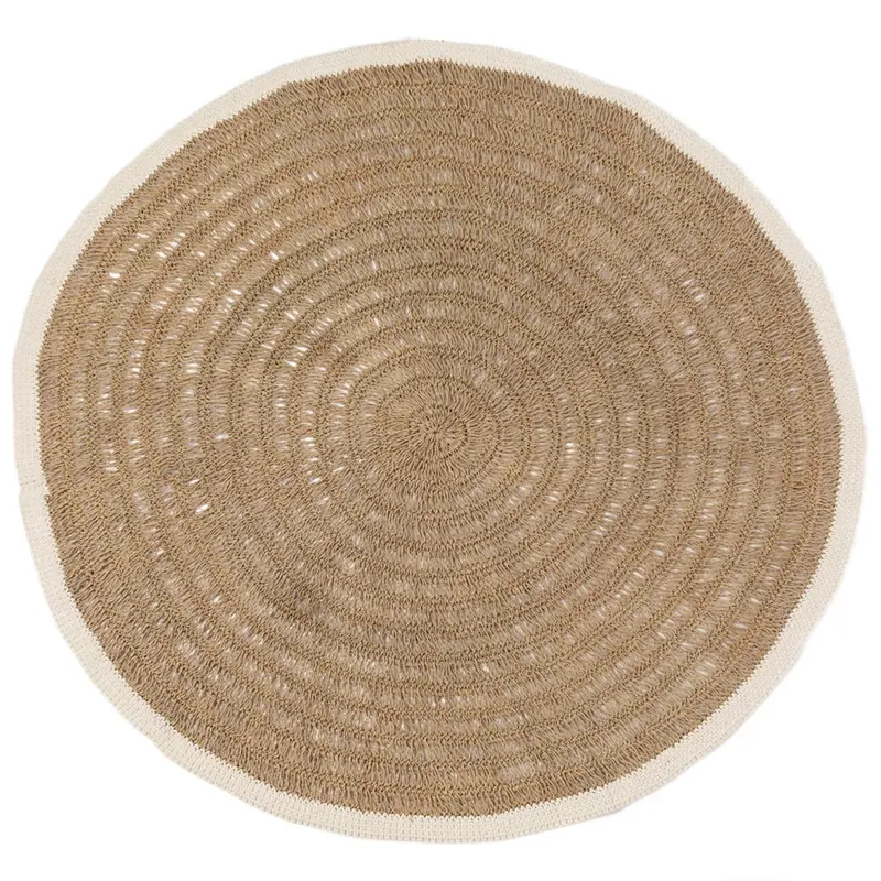 Bazar Bizar Seagrass & Katoen Rond Tapijt - Naturel Wit - 200