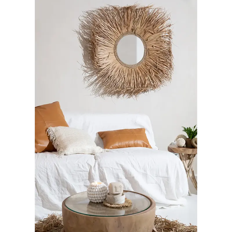 Bazar Bizar-collectie Four Panel Leather Kussenhoes - Camel - 60x60