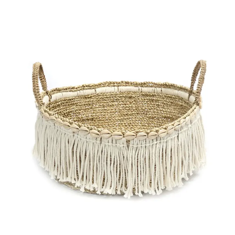 Bazar Bizar Boho Fringe Mand - Naturel Wit