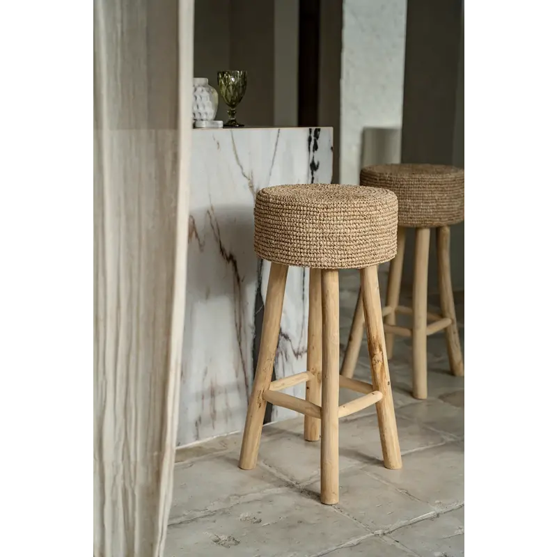 Bazar Bizar-collectie Raffia Barstoel