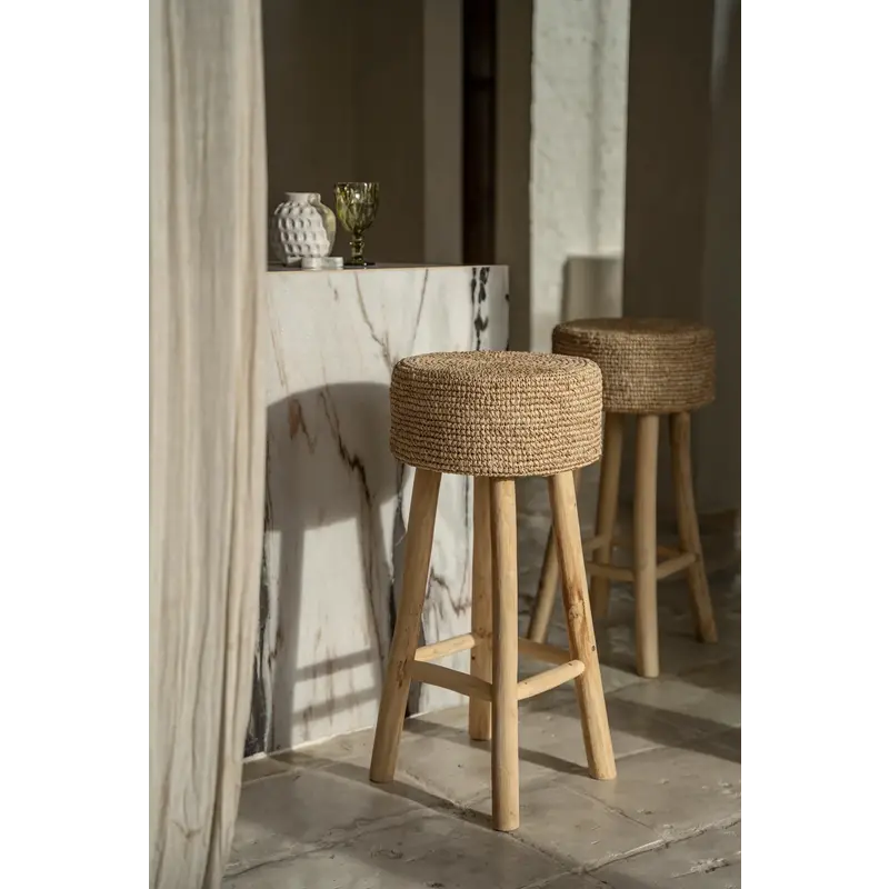 Bazar Bizar-collectie Raffia Barstoel