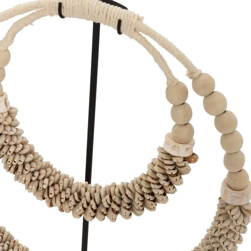 Bazar Bizar-collectie Dubbele Halsketting met Schelpen op Stand - Naturel