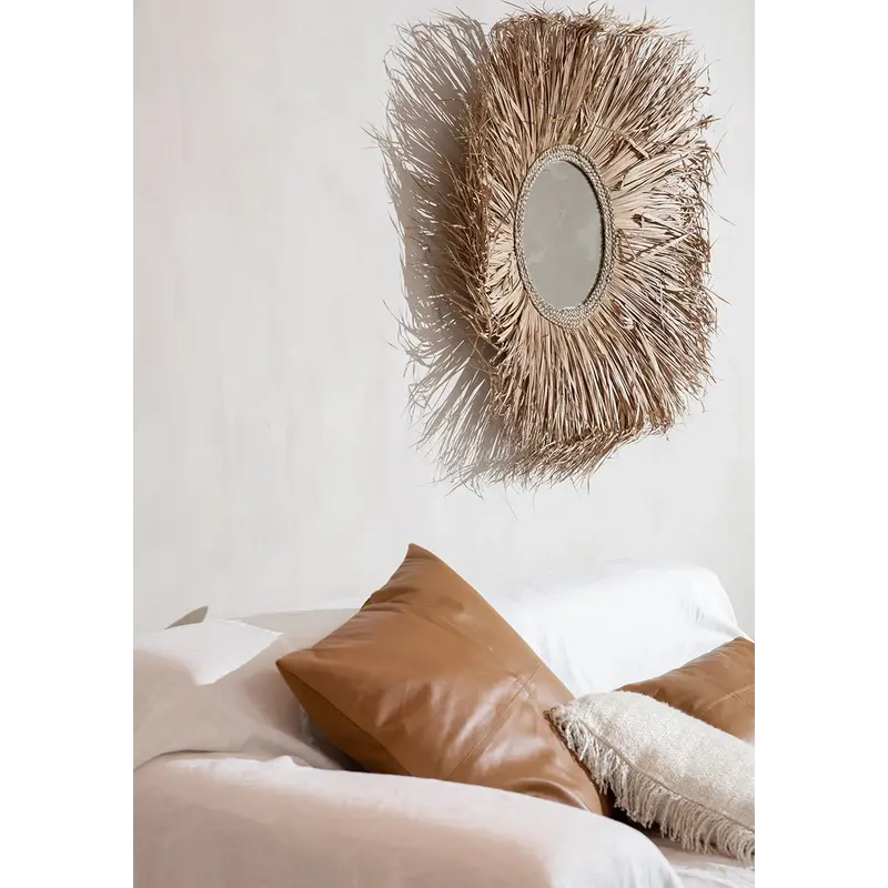 Bazar Bizar-collectie Four Panel Leather Kussenhoes - Camel - 60x60