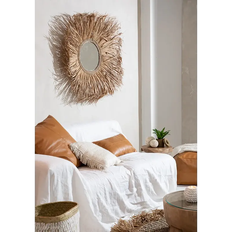 Bazar Bizar-collectie Four Panel Leather Kussenhoes - Camel - 60x60