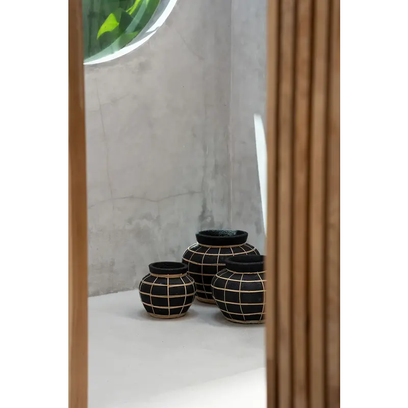 Bazar Bizar-collectie Belly Vaas - Zwart Naturel - L