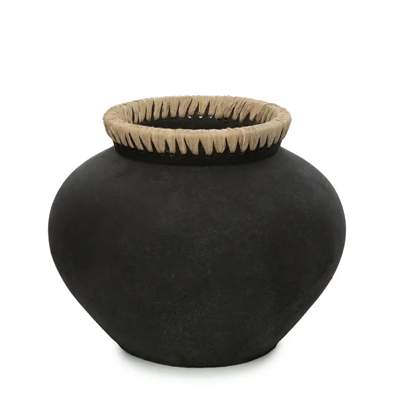 Bazar Bizar-collectie Styly Vaas - Zwart Naturel - L