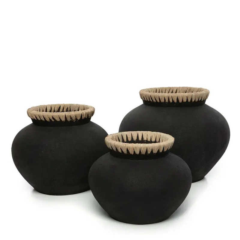 Bazar Bizar-collectie Styly Vaas - Zwart Naturel - L