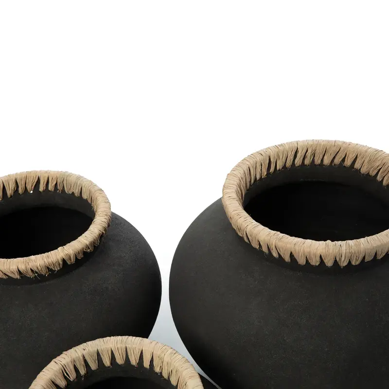 Bazar Bizar-collectie Styly Vaas - Zwart Naturel - L