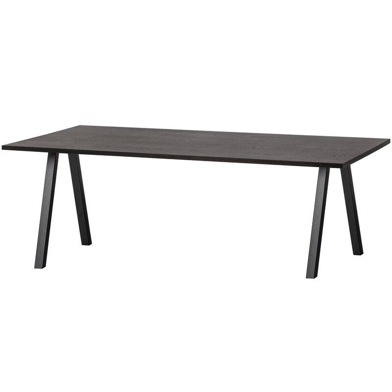 WOOOD-collectie COMBI-TABLO: TAFEL EIKEN BLACKNIGHT 220X90 & 2-STAND  [fsc]