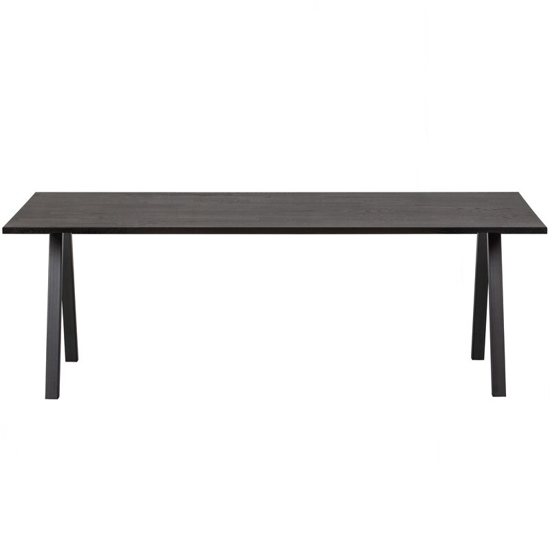 WOOOD-collectie COMBI-TABLO: TAFEL EIKEN BLACKNIGHT 220X90 & 2-STAND  [fsc]