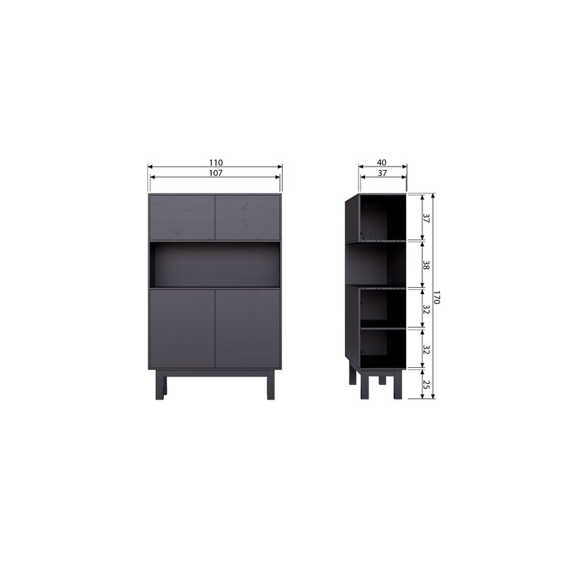 WOOOD-collectie FINCA BUFFET-/ DRANKKAST GRENEN DIEPZWART [fsc]