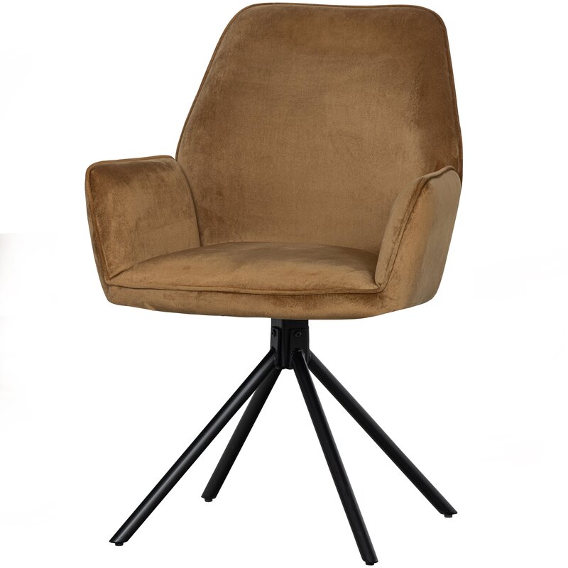 WOOOD-collectie AMBER EETKAMERSTOEL FLUWEEL KARAMEL