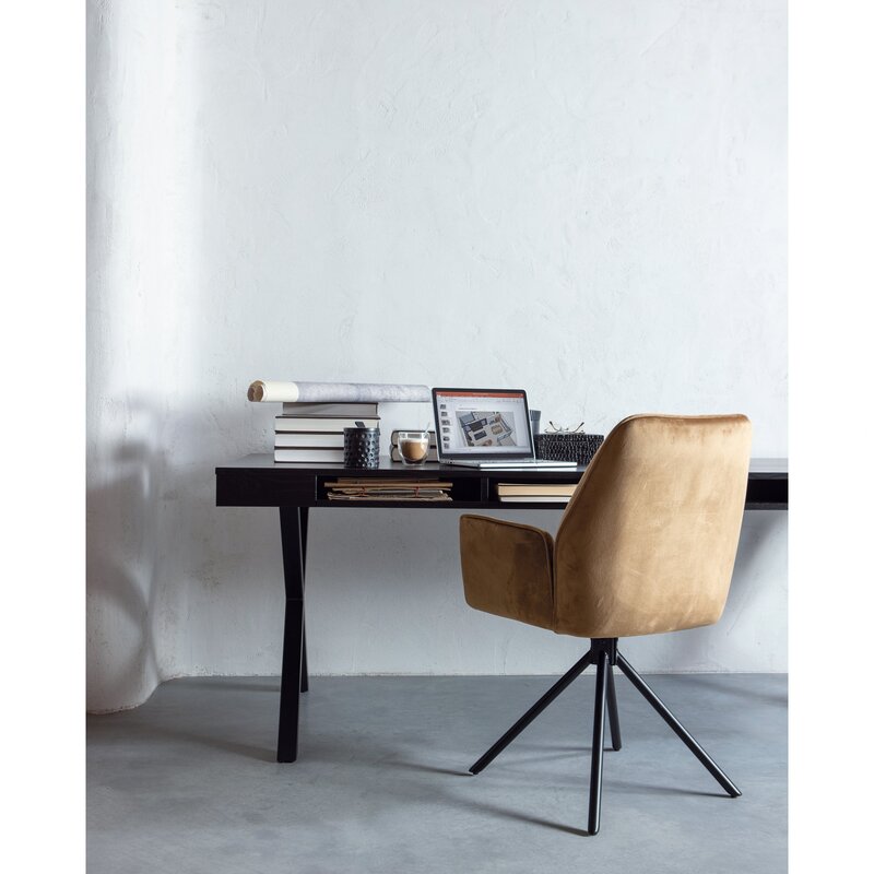 WOOOD-collectie AMBER EETKAMERSTOEL FLUWEEL KARAMEL