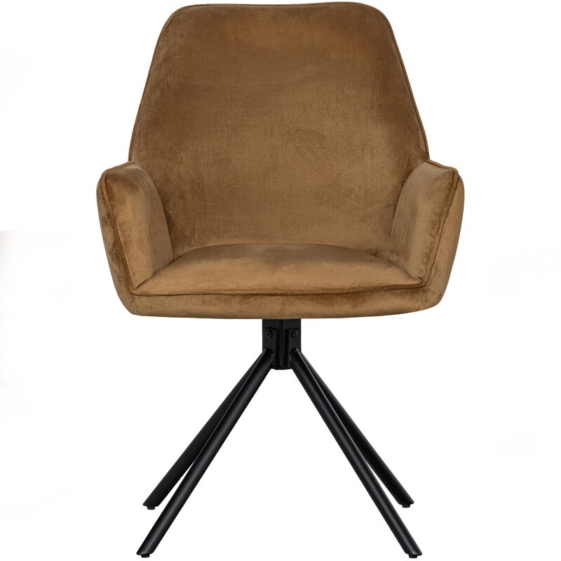 WOOOD-collectie AMBER EETKAMERSTOEL FLUWEEL KARAMEL