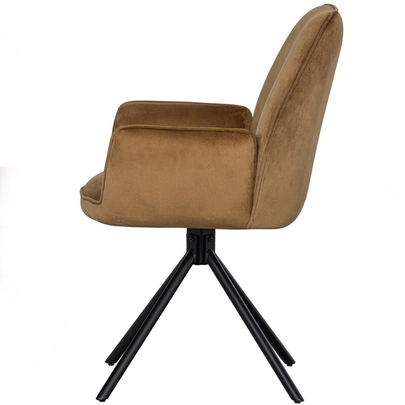 WOOOD-collectie AMBER EETKAMERSTOEL FLUWEEL KARAMEL