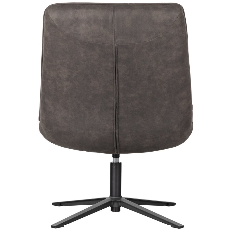 WOOOD-collectie DIRKJE DRAAIFAUTEUIL LEERLOOK ZWART