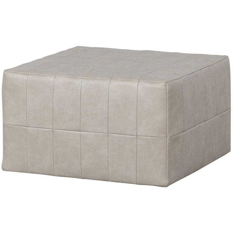 WOOOD-collectie PATCHWORK POEF LEERLOOK NATUREL