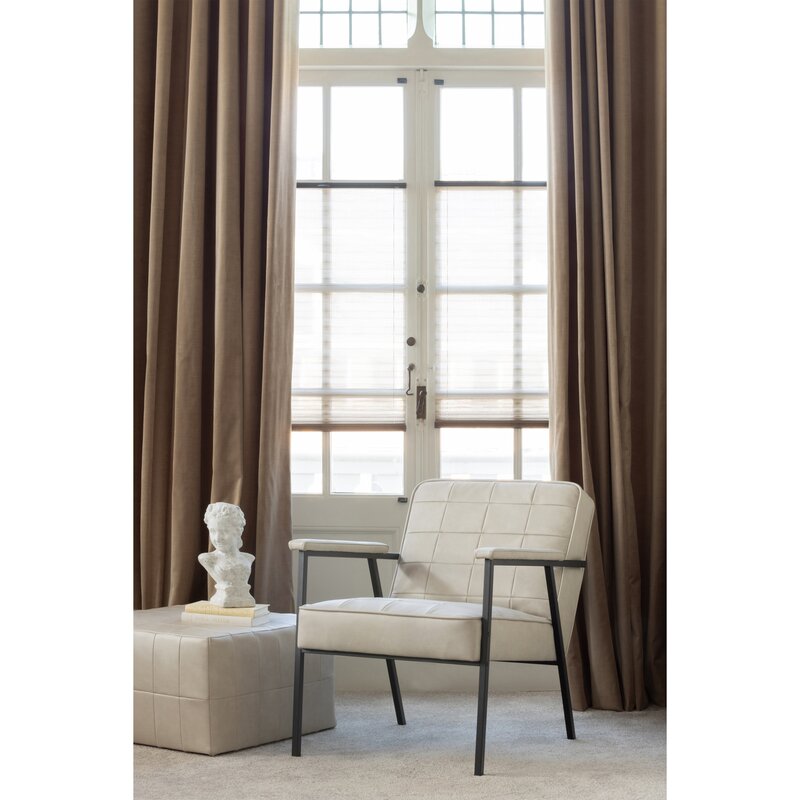 WOOOD-collectie PATCHWORK POEF LEERLOOK NATUREL